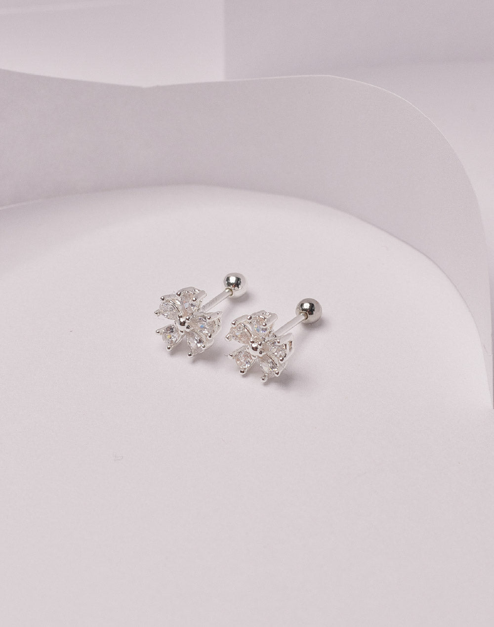 Aretes en Plata 925 Flor Clear