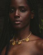 Maxi Collar + Aretes Monedas Selva Verde