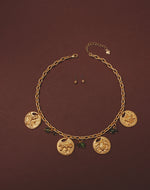 Maxi Collar + Aretes Monedas Selva Verde