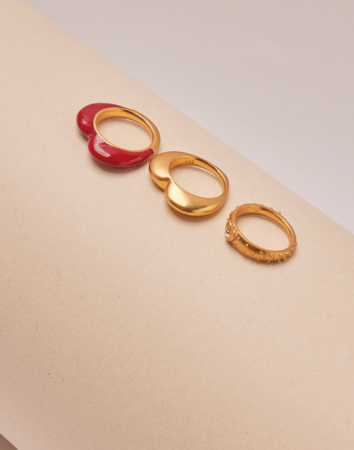 Set de 3 Anillos Corazón de Melón