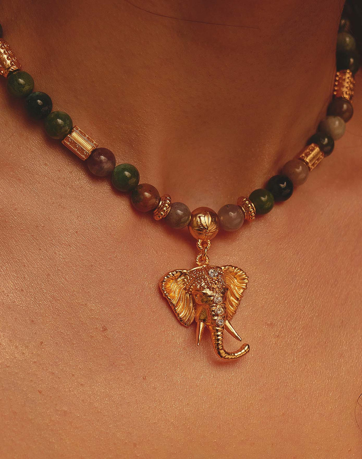 Sacred Elephant Necklace & Earrings Set