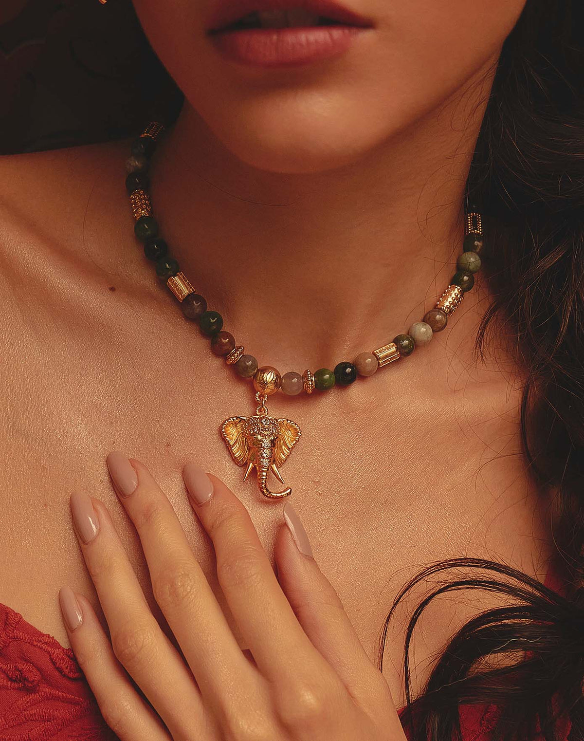 Sacred Elephant Necklace & Earrings Set