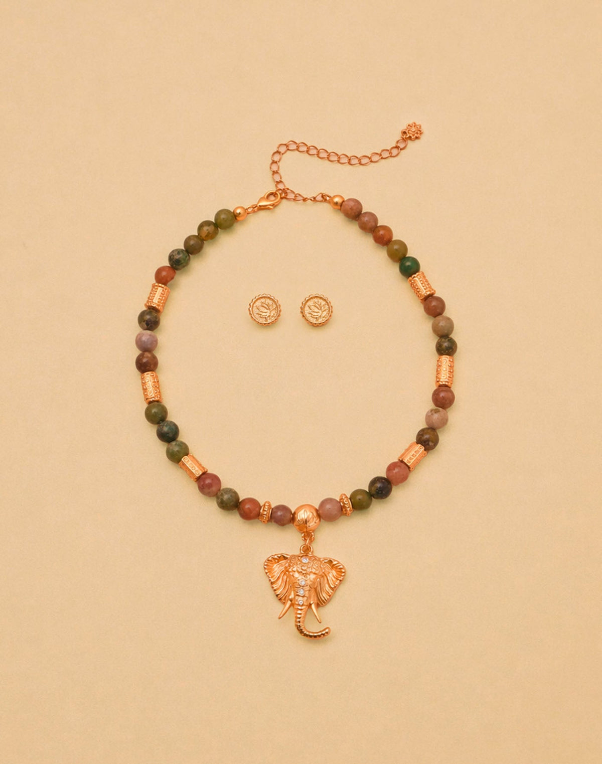 Sacred Elephant Necklace & Earrings Set
