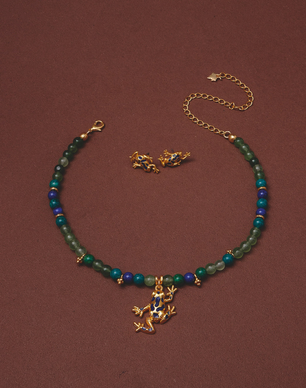 Jungle Frog Necklace & Earrings Set