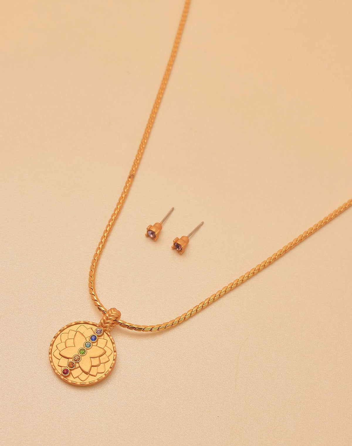 Seven Chakras Necklace & Earrings Set